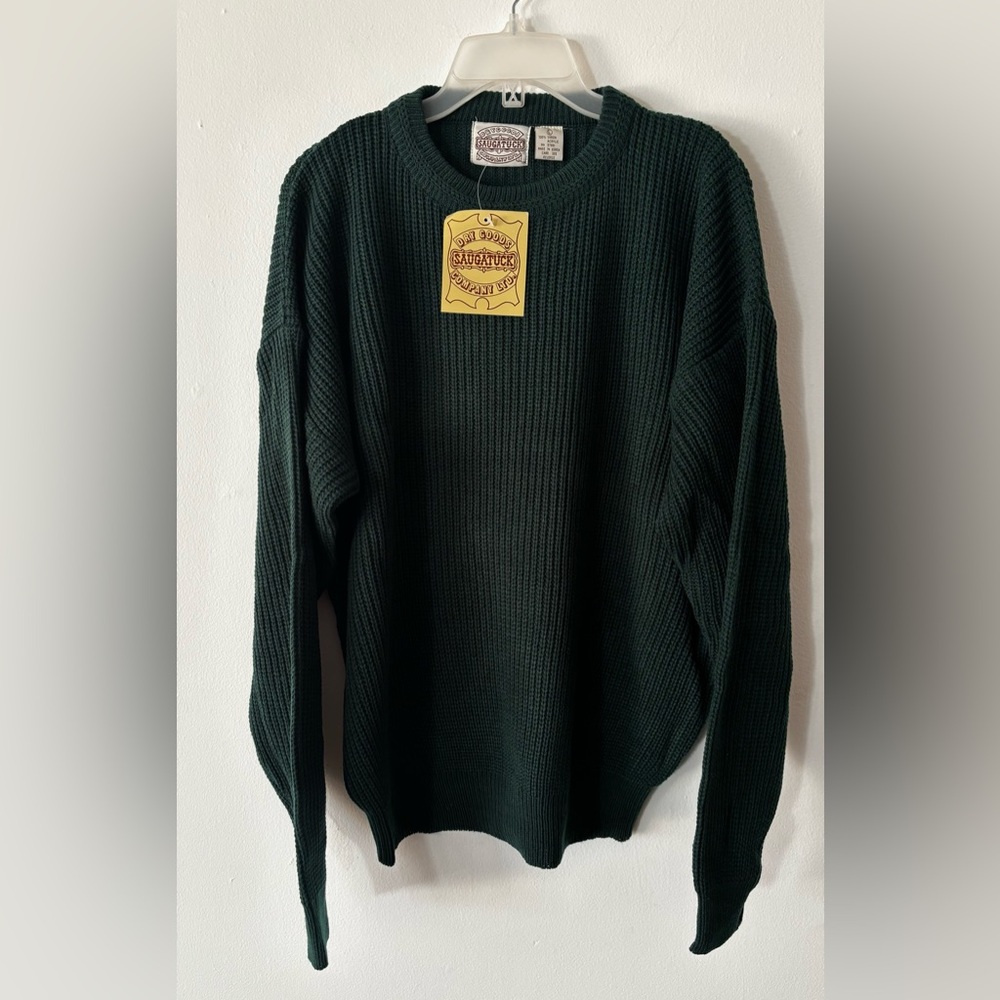 Saugatuck Drygoods Forest Green Vintage Crewneck Casual Sweater New Size Large